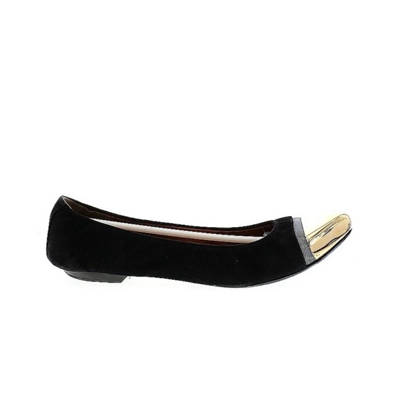 Givenchy Ballet Flats Pointed Cap Toe Gold Slip On Shoes Black Suede Size 40 - Picture 3 of 12